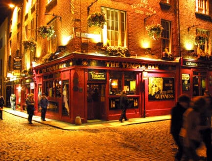 The Temple Bar Pub, Temple Bar, landscape with some people outside